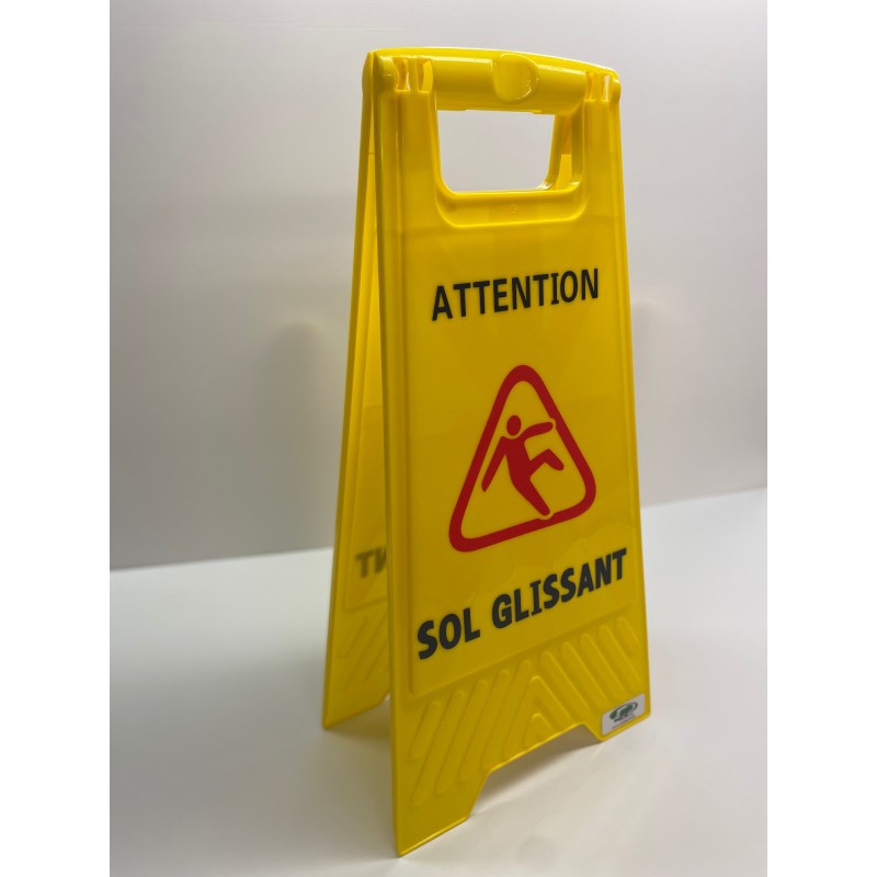 Panneau d'avertissement jaune en plastique sur la promenade de bord à deux  côtés pour les risques de sol mouillé Tableau d'avertissement de sécurité -  Chine Attention panneau de sol mouillé, Letrero de