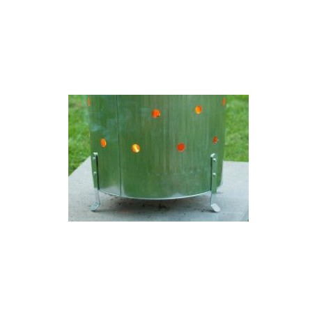 Incinérateur de jardin en acier galvanisé rond - H.72 X D.46 cm avec  couvercle - 110 L - Gamme Nature