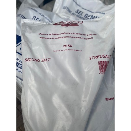 Sel de déneigement routier sac 25 kg, chlorure de sodium en sac,  antidérapant. Quantité 1