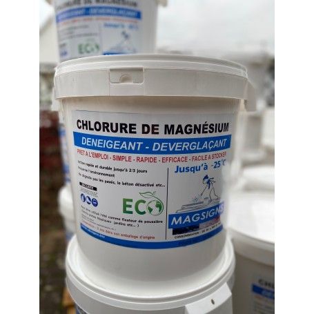 Sel paillettes de Déneigement / Déverglaçant Chlorure de Magnésium en Seau  de 25 Kg - Piscine*